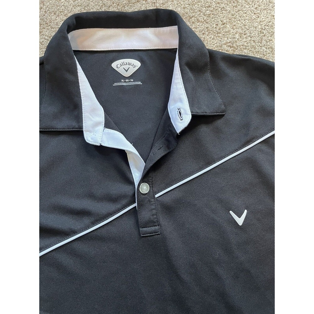 Callaway Golf Polo Shirt Mens Size XL Black Collared‎ Short Sleeve 1/4 Button